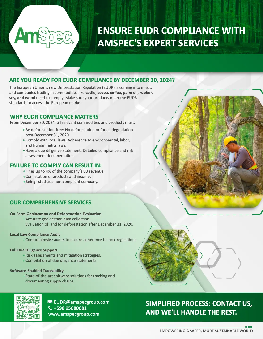 AmSpec flyer for ensuring EUDR compliance.